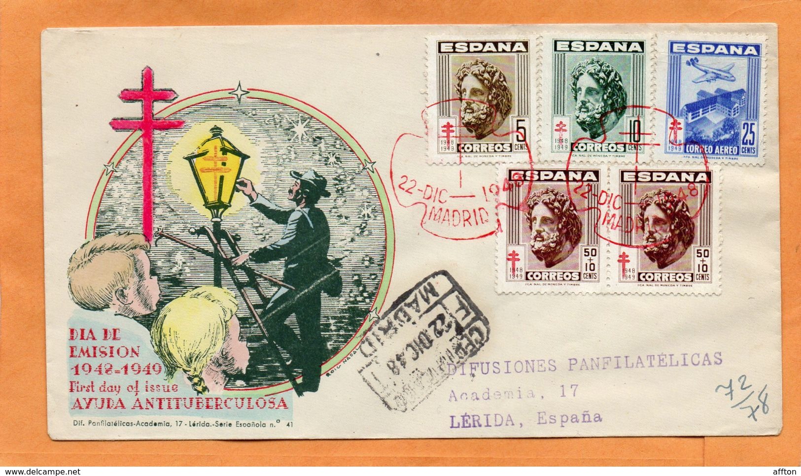 Spain 1948 FDC Mailed Registered - FDC