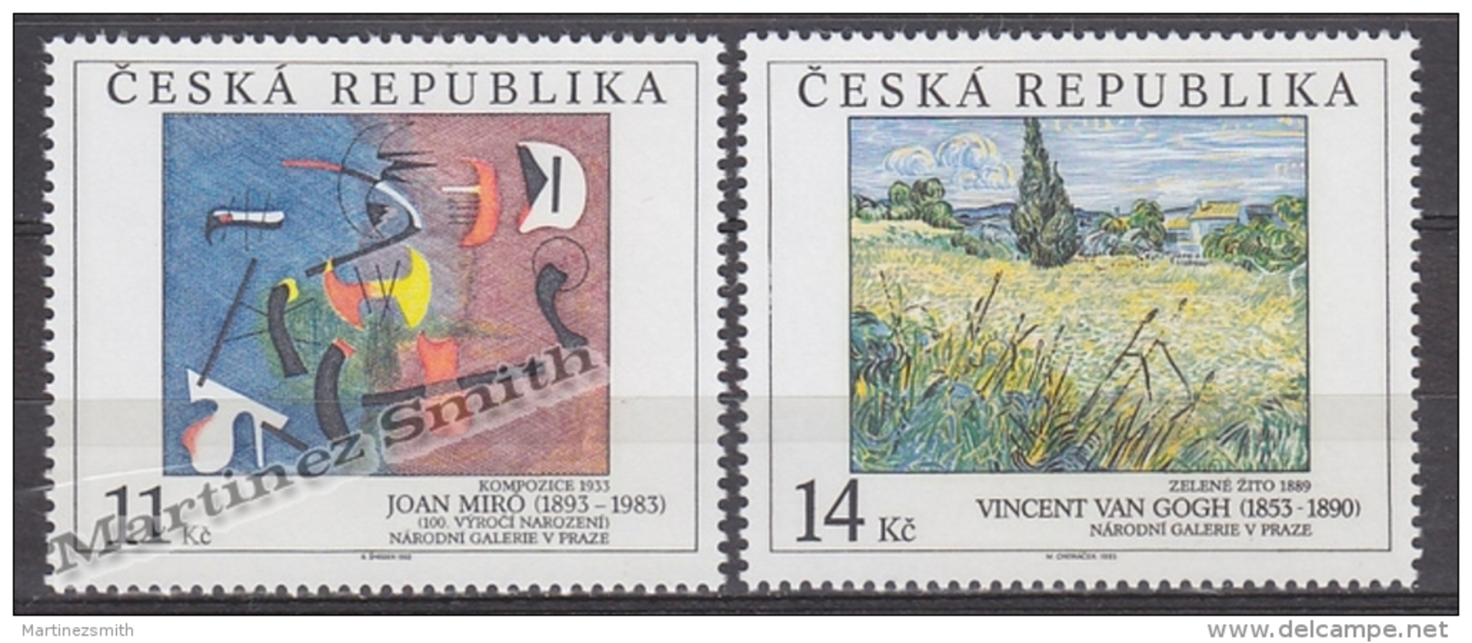 Czech Republic - Tcheque 1993 Yvert 25-26 Art,  Paintings National Gallery, Miro &amp; Van Gogh - MNH - Nuevos