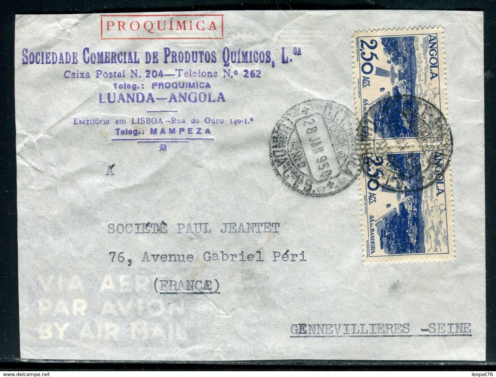 Angola - Enveloppe Commerciale De Luanda Pour La France En 1950 - Ref D294 - Angola