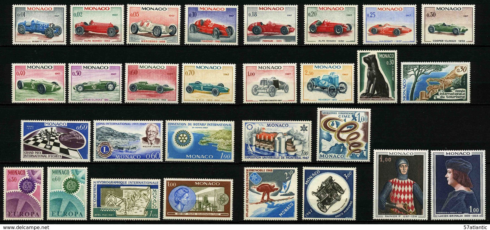 MONACO - ANNEE COMPLETE 1967 - YT 708 à 735 ** + PA 91 ** -  29 TIMBRES NEUFS ** - Années Complètes