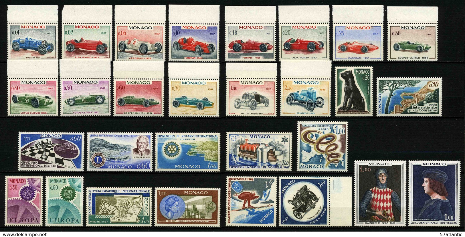 MONACO - ANNEE COMPLETE 1967 - YT 708 à 735 ** + PA 91 ** -  29 TIMBRES NEUFS ** - Années Complètes