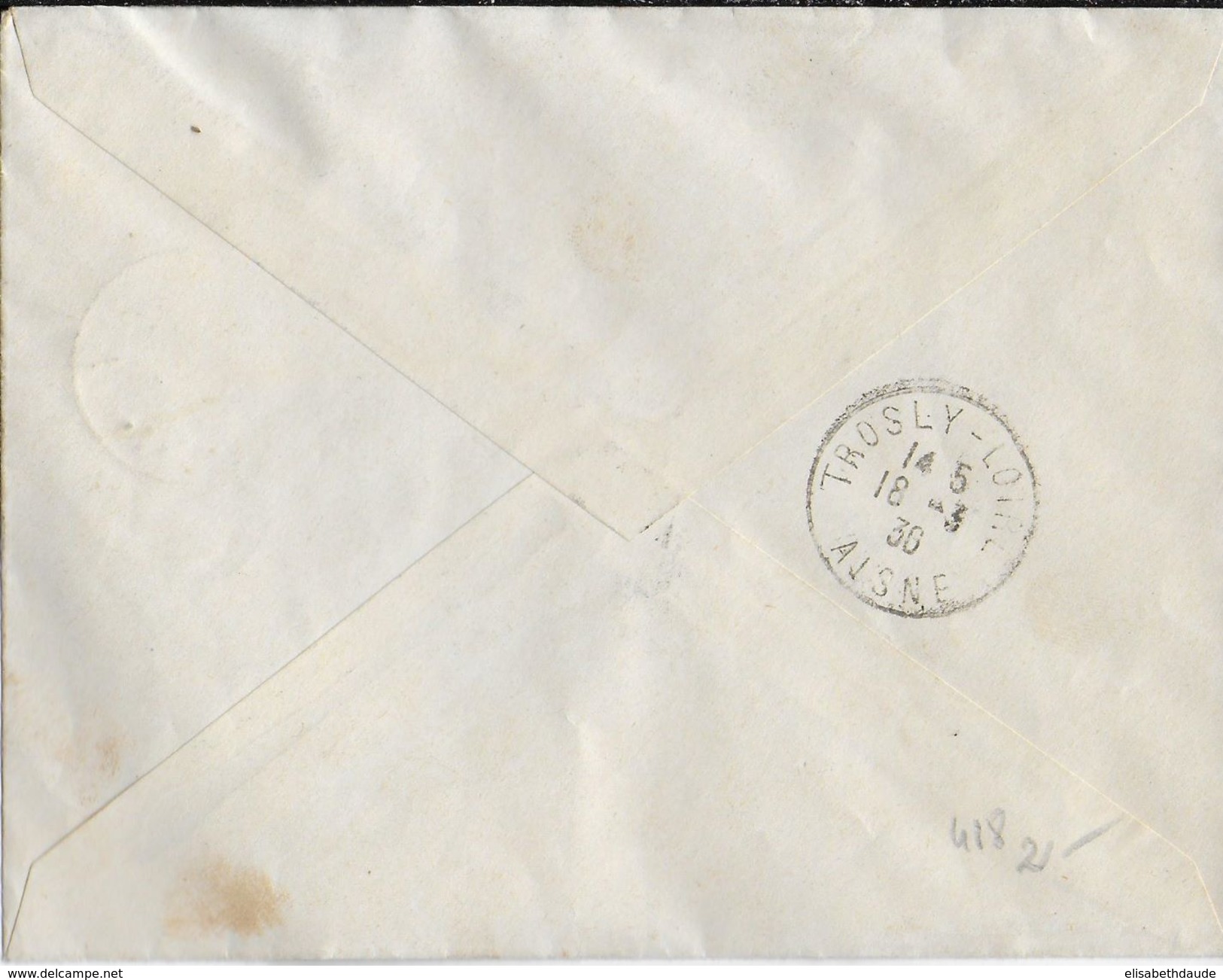 BELGIQUE - 1936 - ENVELOPPE De HYON-CIPLY => TROSLY-LOIRE (AISNE) - Lettres & Documents