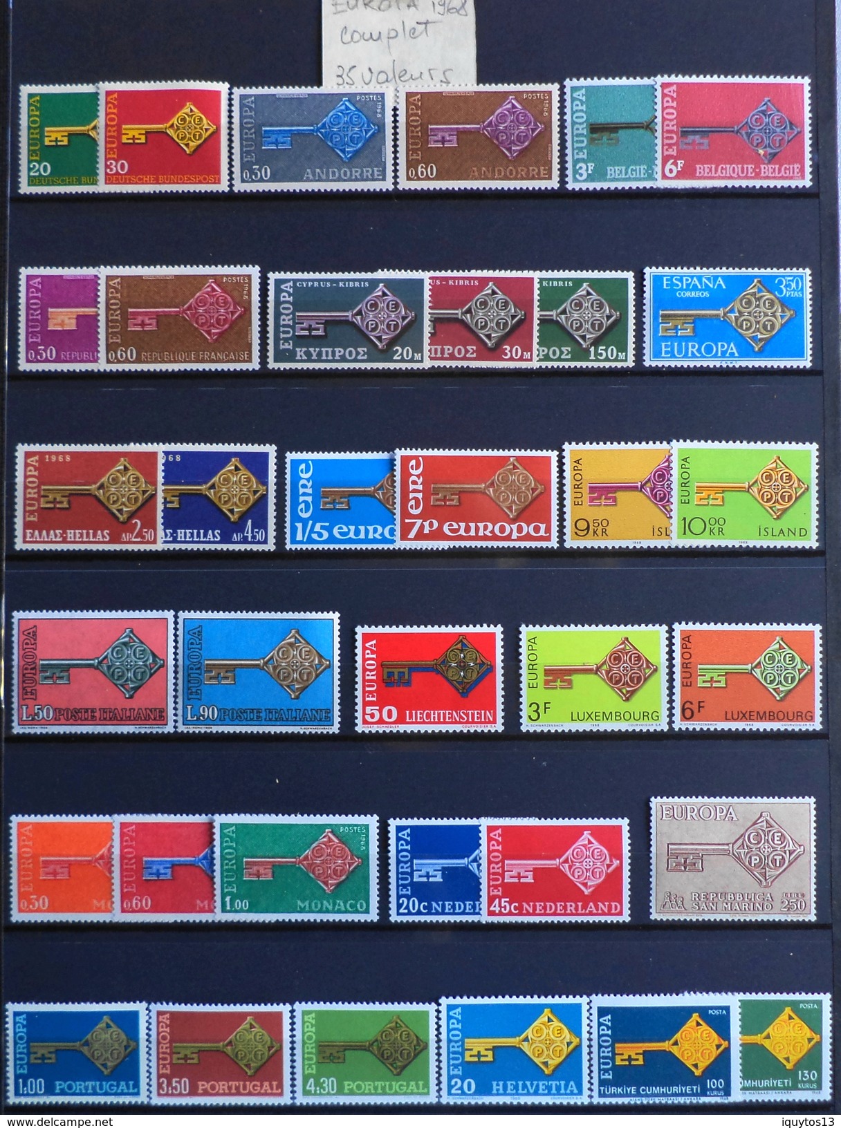 EUROPA ANNEE COMPLETE 1968 - 35 VALEURS TIMBRES NEUFS**qualité Irréprochable - Superbe - Full Years