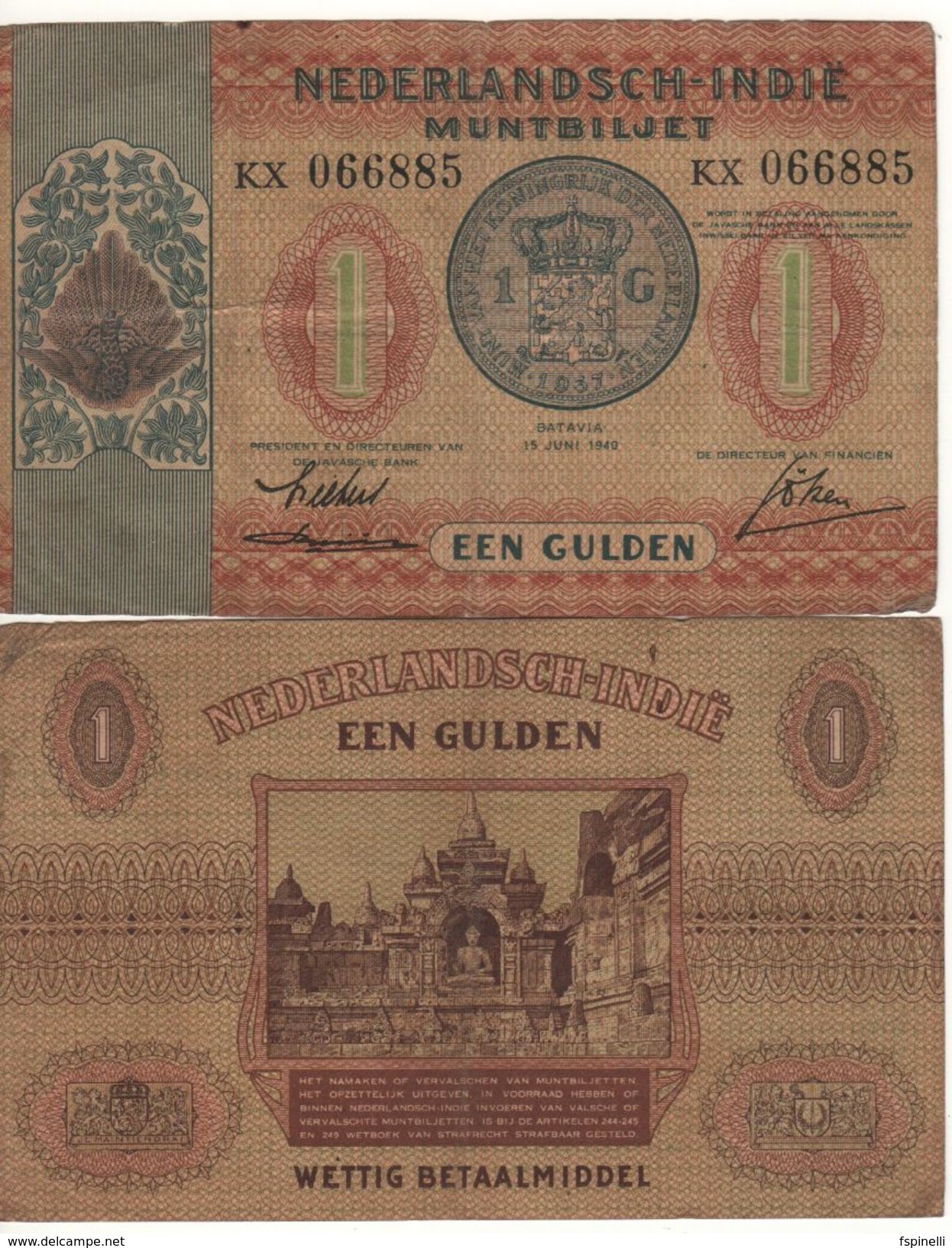 NETHERLANDS INDIES   1 Gulden   P108   Dated  15.6.1940  Vf - Sonstige – Asien