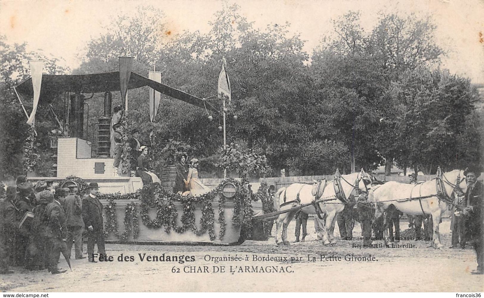 Lot de 16 CPA : Bordeaux (33) - Fête des Vendanges - char de Bachus Cérès du Cognac Médoc etc - bon état