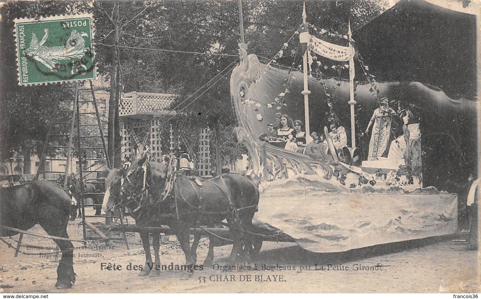 Lot de 16 CPA : Bordeaux (33) - Fête des Vendanges - char de Bachus Cérès du Cognac Médoc etc - bon état