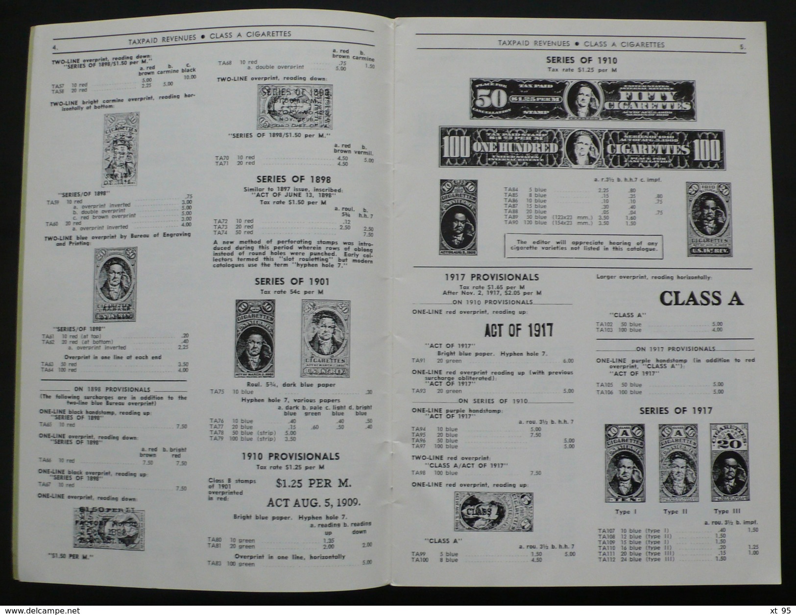 Springer's Catalogue Of USA Taxpaids BNA Fantaisies MM Facsimiles - 1965 - 40 Pages - Port 2€ - Other & Unclassified