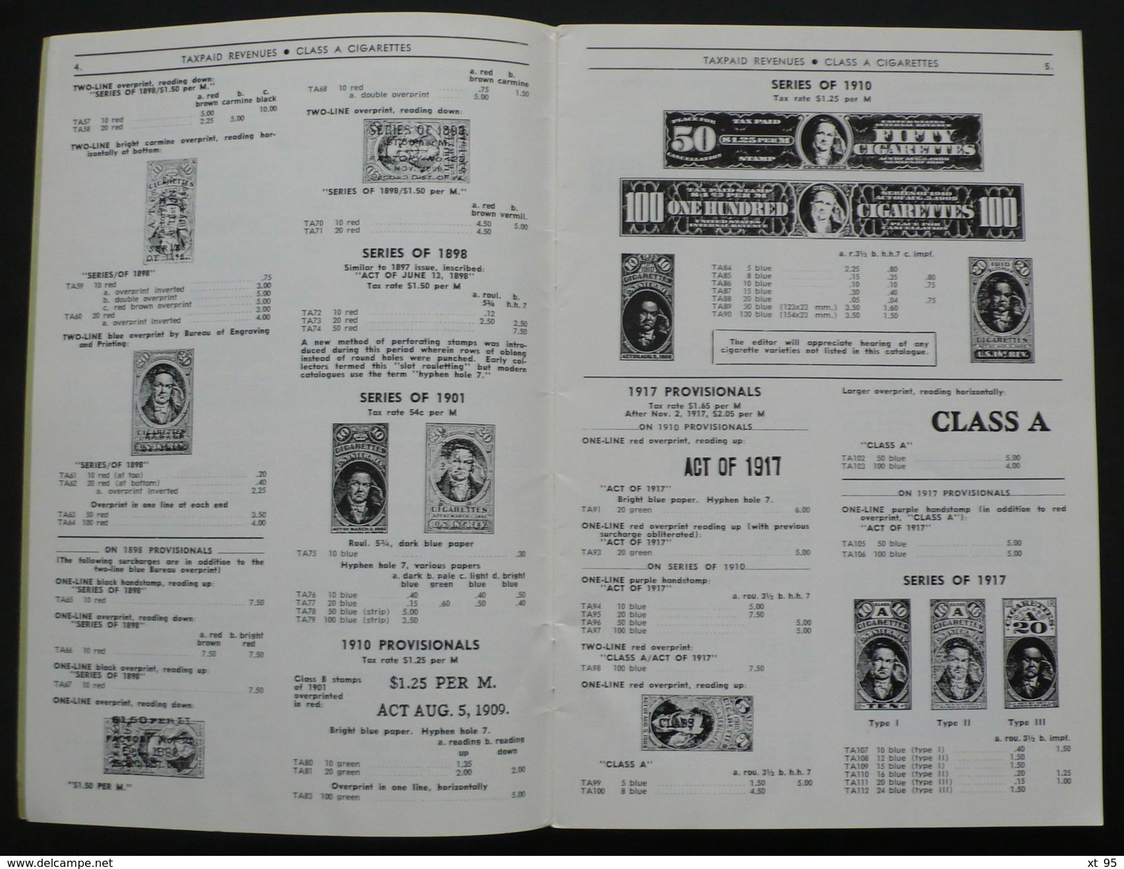 Springer's Catalogue Of USA Taxpaids BNA Fantaisies MM Facsimiles - 1965 - 40 Pages - Port 2€ - Autres & Non Classés