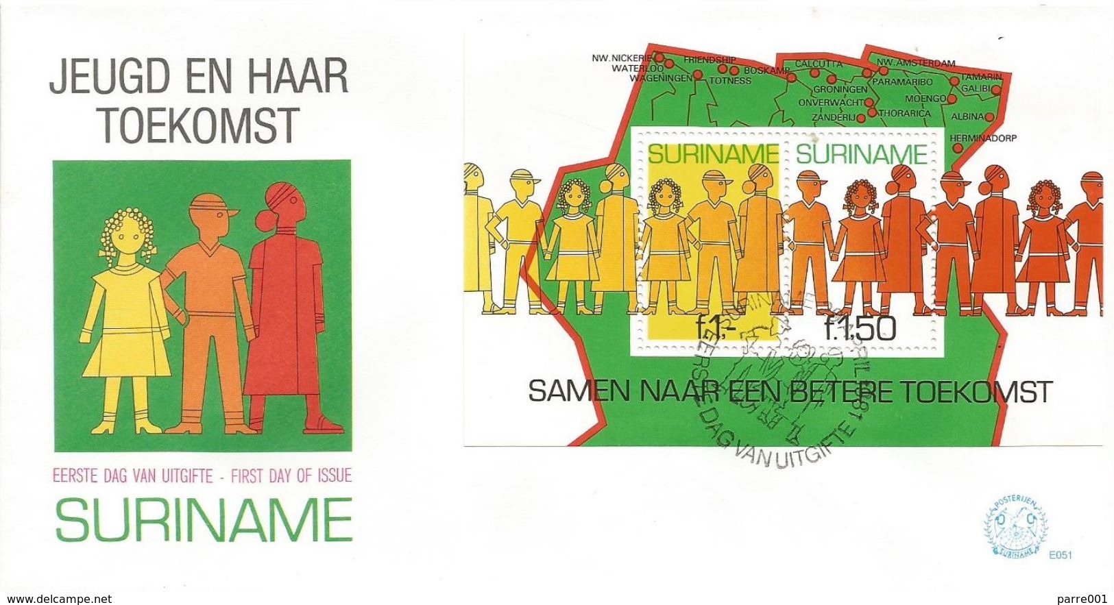 Surinam Suriname 1973 Paramaribo Children And Their Future Map Cartography FDC Cover - Andere & Zonder Classificatie