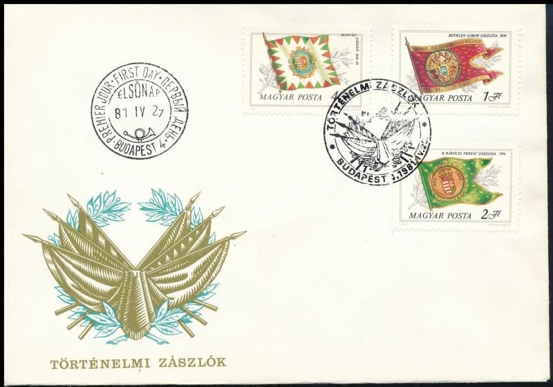 1981 Történelmi Zászlók 4 Ft Eltolódott Keret FDC-n - Altri & Non Classificati