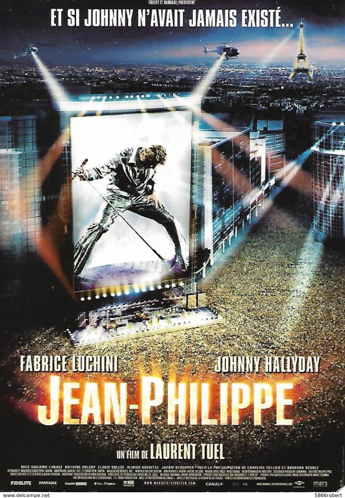 CARTE POSTALE GRAND FORMAT 10/15 ORIGINALE : JOHNNY HALLYDAY ET FABRICE LUCHINI DANS JEAN PHILIPPE AFFICHE  FILM  CINEMA - Cantanti E Musicisti