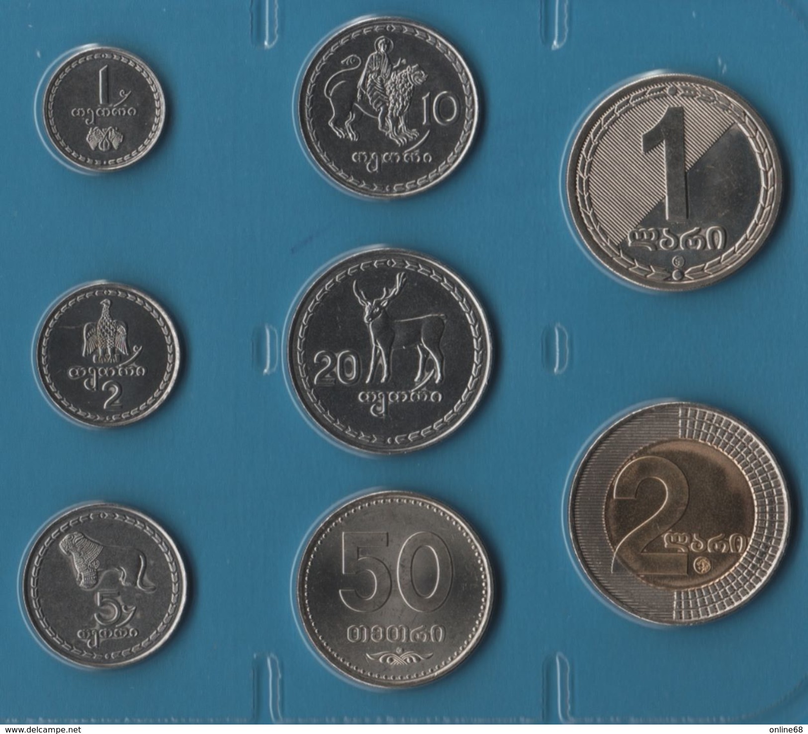 GEORGIA COIN SET 8 MONNAIES 1 TETRI - 2 LARI  1993 - 2006 - Georgia