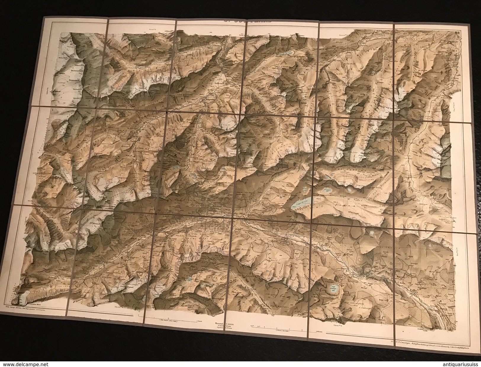 TOPOGRAPHISCHE Atlas DER SCHWEIZ - 1894 - Karten Für Militärschulen - St. Gotthard - Uberdruck Mit Relieftönen - Topographische Karten