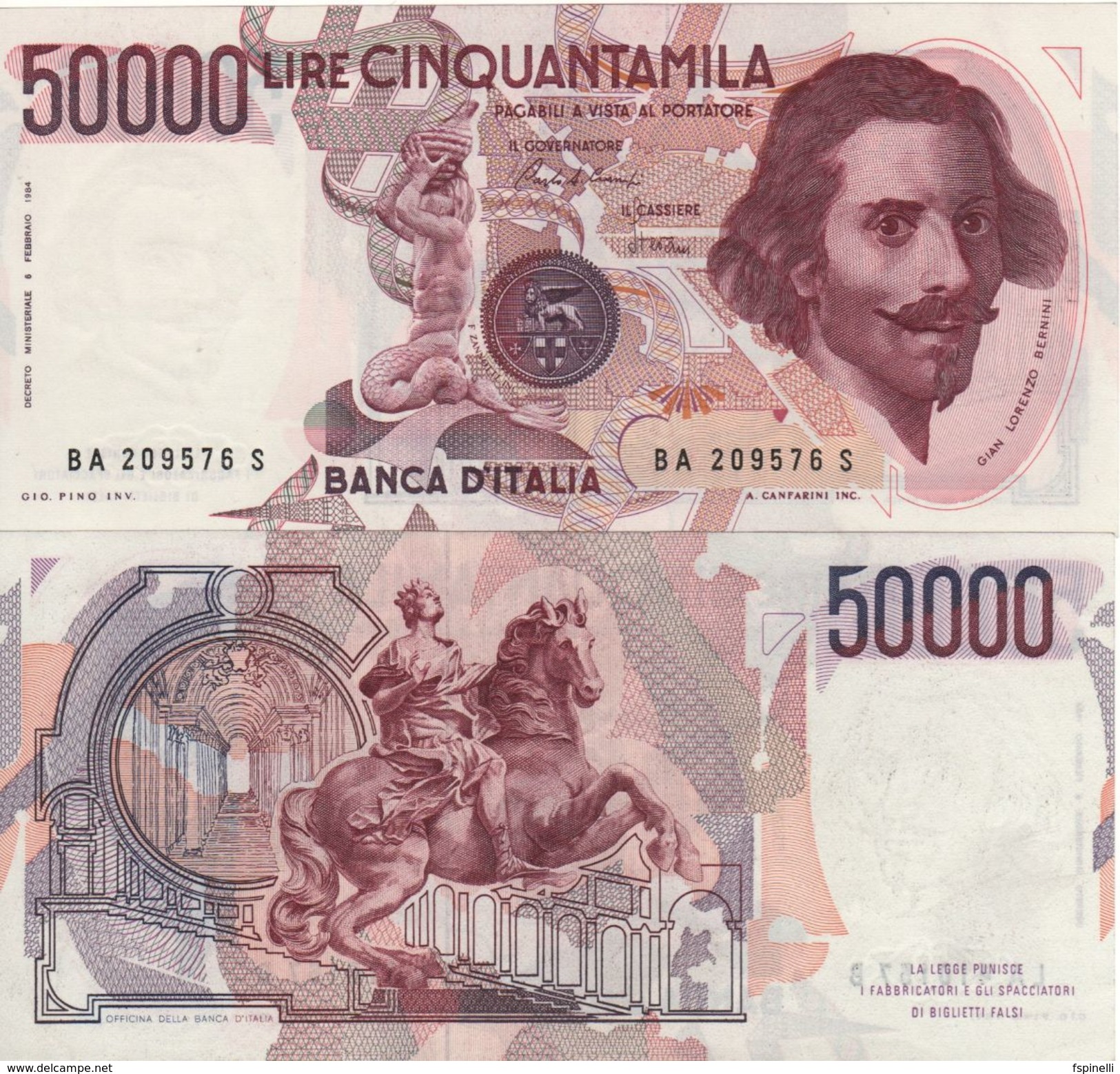 ITALY  50'000 Lire   (1984)     P113a  Ciampi-Stevani)   UNC - 50000 Lire