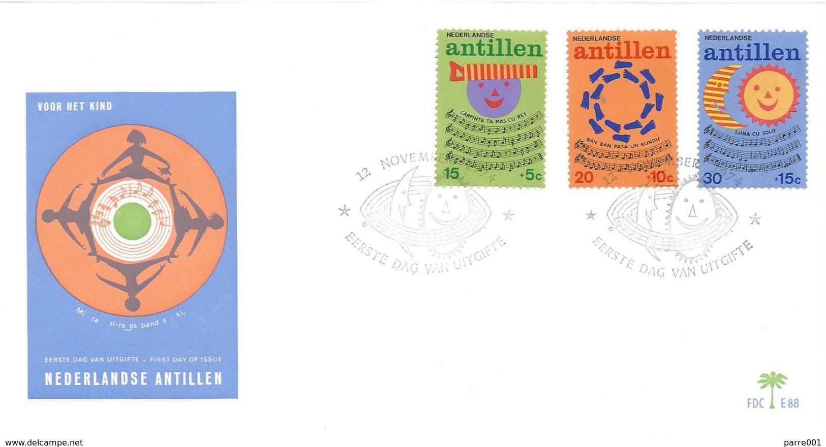 Netherlands Antilles 1974 Curacao Children Songs FDC Cover - Andere & Zonder Classificatie