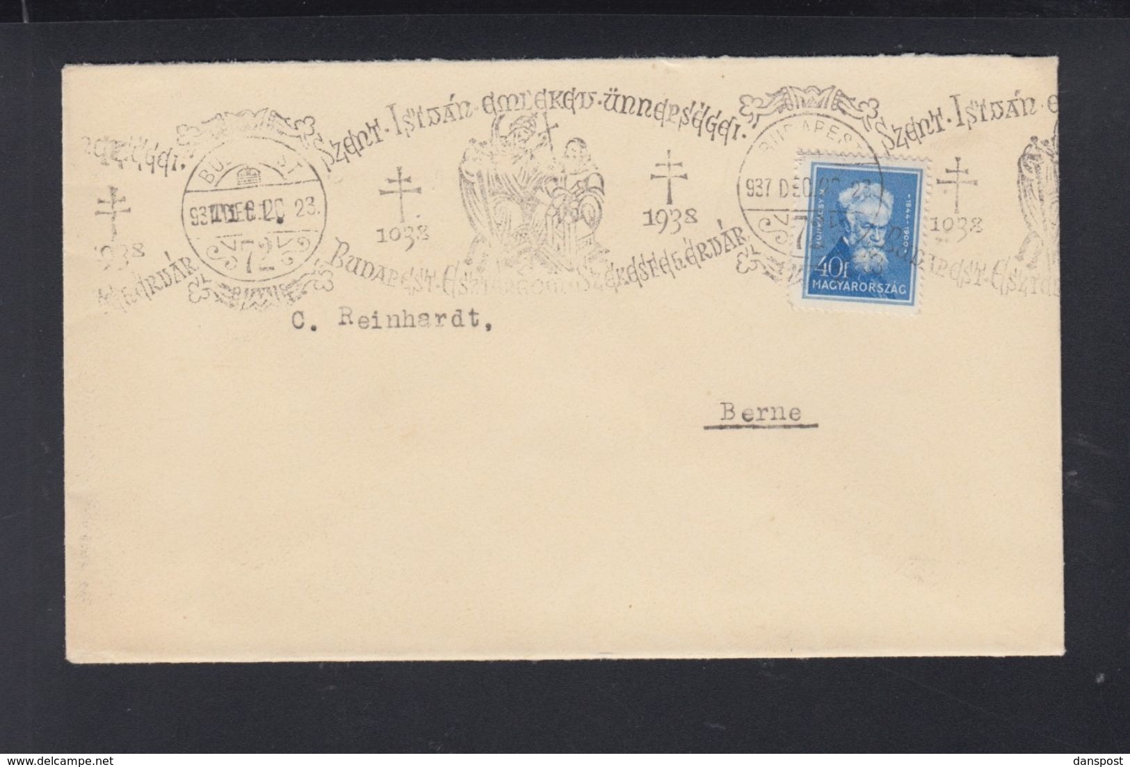 Hungary Cover 1938 Special Cancelation - Briefe U. Dokumente