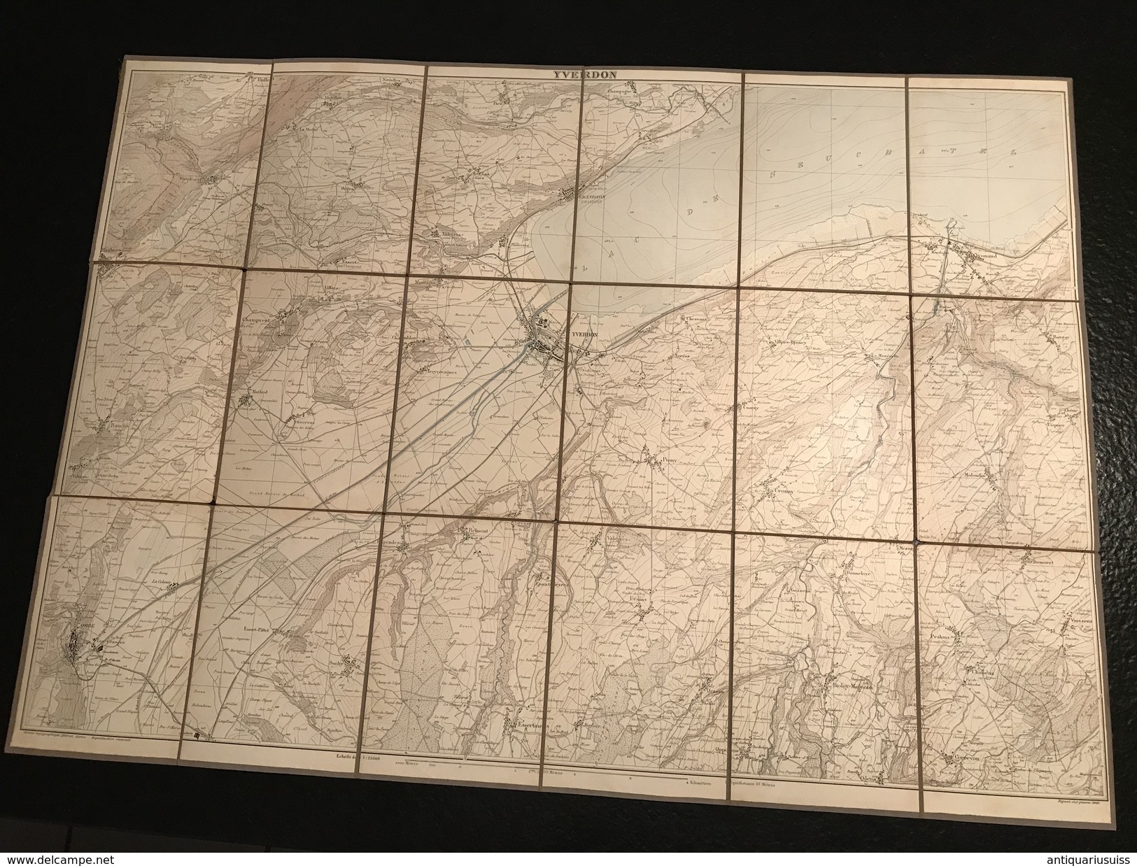 YVERDON - TOPOGRAPHISCHE Atlas DER SCHWEIZ - 1907 -CARTE TOPOGRAPHIQUE DE LA SUISSE - Report Sur Pierre - Topographische Karten