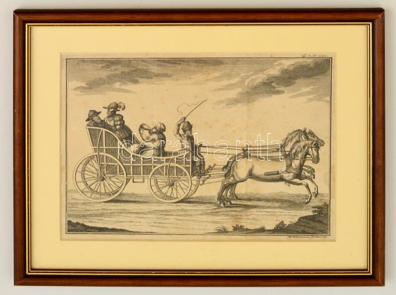 Cca 1750 Weinmann M. Pozsony Jelzéssel: Utazók. Rézmetszet. Üvegezett Keretben. 33x26 Cm - Stampe & Incisioni