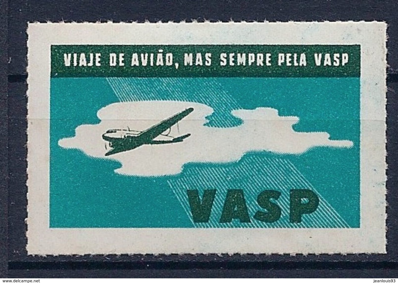 BRESIL  - VIGNETTE AVIATION AVION VASP - NEUF* MLH - Cinderellas