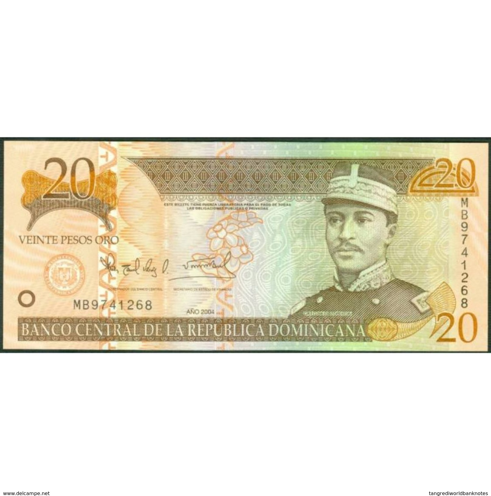 TWN - DOMINICAN REPUBLIC 169d - 20 Pesos Oro 2004 Prefix MB - Signatures: Albizu & Bengoa﻿ UNC - Qatar