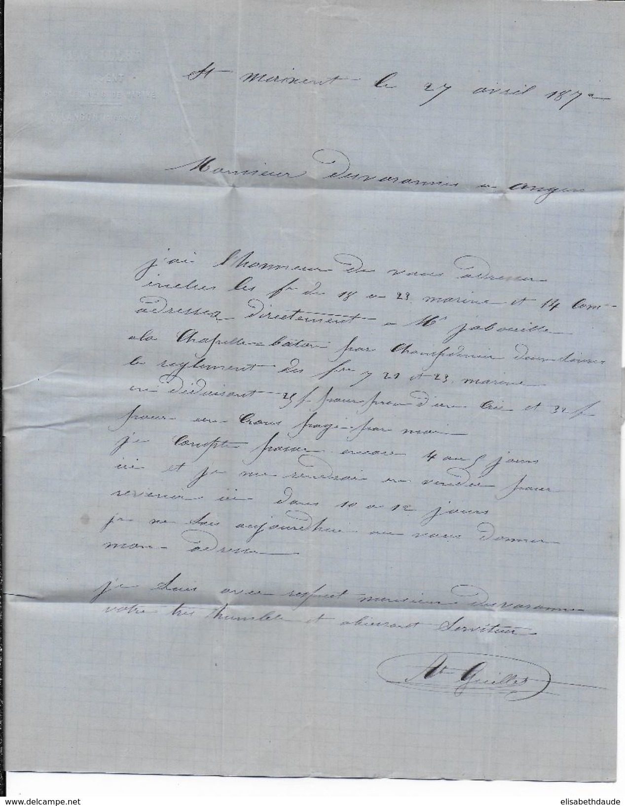 1872 - CERES / SIEGE Sur LETTRE De SAINT MAIXENT (DEUX-SEVRES) => ANGERS - 1870 Assedio Di Parigi