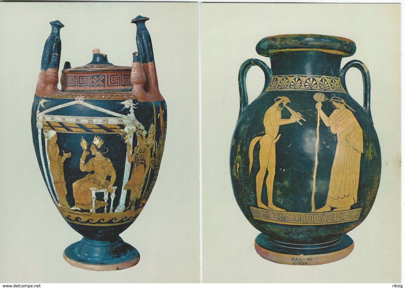 Siracusa - Italy. Museo Archeologico.  Vase & Pelike.  2 Cards     # 07380 - Museum