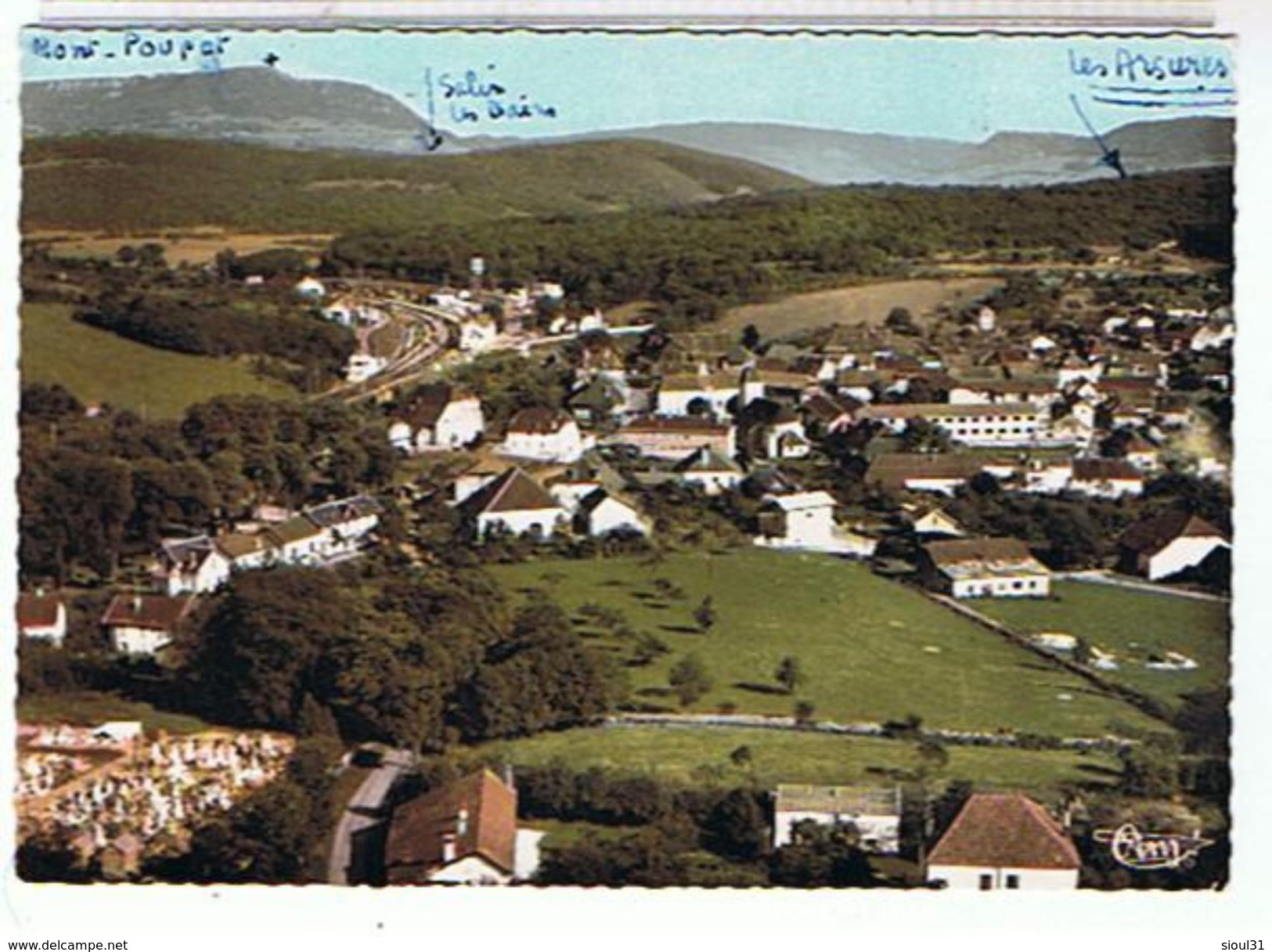 39..MOUCHARD -    VUE  GENERALE  AERIENNE  +  LA  GARE  CPSM   BE - Autres & Non Classés