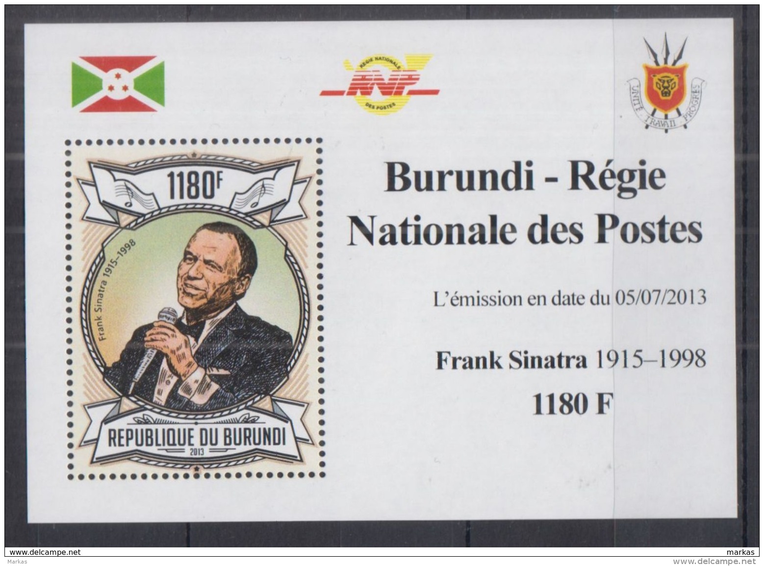 B60. Burundi - MNH - Famous People - Frank Sinatra - 2013 - Deluxe - Altri & Non Classificati