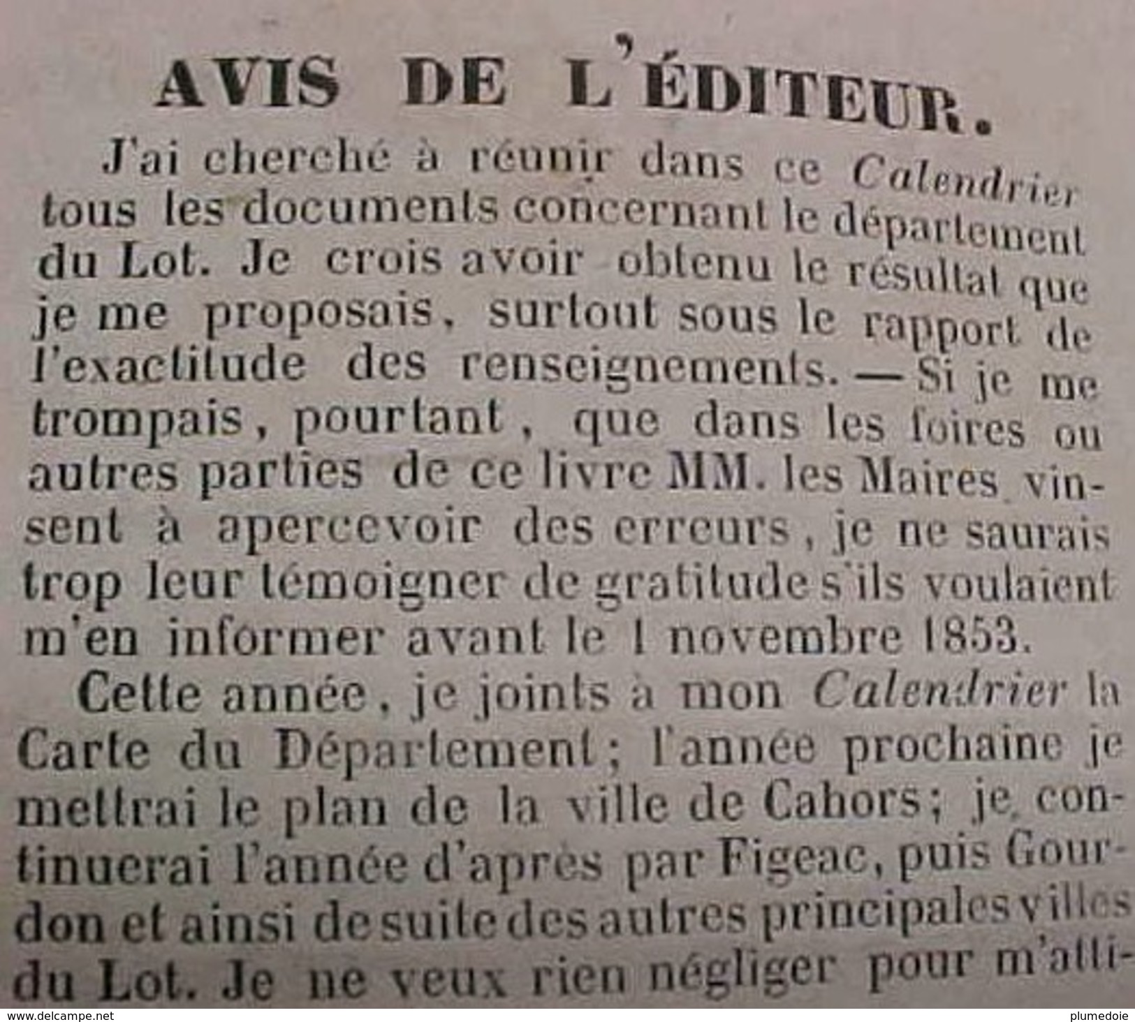 EO 1853, CALENDRIER Du DEPARTEMENT Du LOT Avec CARTE DEPLIABLE  Par BRASSAC à CAHORS OLD CALENDAR BOOKLET - Small : ...-1900