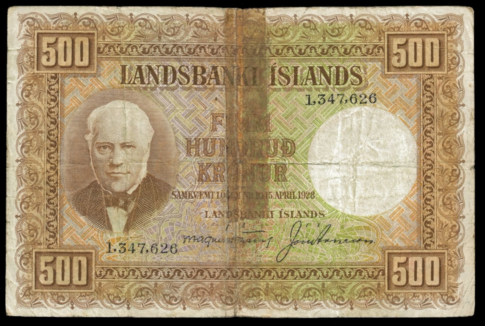 ISLANDE Iceland 500 KRONUR L.1928 Sign 8 P 36a - Iceland