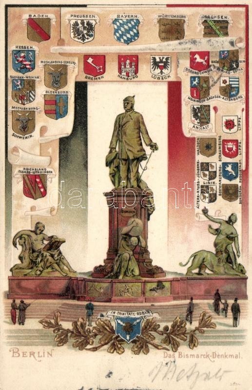 T2/T3 Berlin, Das Bismarck-Denkmal / Monument, Coat Of Arms Emb. Litho - Non Classés