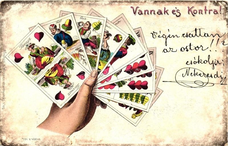T2/T3 'Vannak és Kontra' Magyar Kártyás Képeslap; Kiadja Ferenczi B. / Tell Playing Cards, Litho - Non Classés