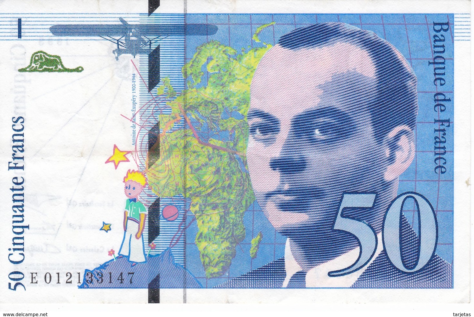 BILLETE DE FRANCIA DE 50 FRANCOS DEL AÑO 1993 CALIDAD EBC (XF)  (BANKNOTE) - 50 F 1992-1999 ''St Exupéry''