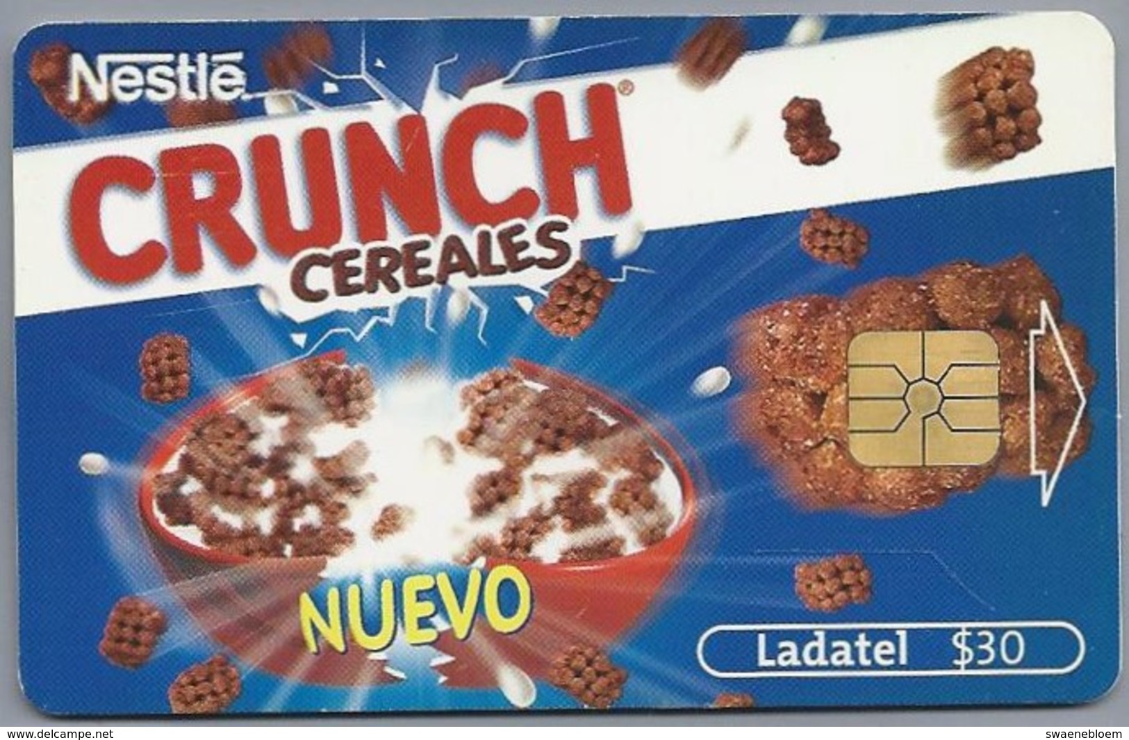 MX.- MEXICO. PHONECARD. LADATEL $ 30. TELMEX. Nestle CRUNCH CEREALES. NUEVO El Explosivo Y Delicioso Sabor Del Chocolate - Reclame