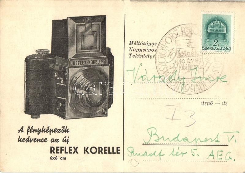 T2/T3 1941 Reflex Korelle 6x6 Cm Fényképezőgép Reklámlapja / Hungarian Photo Camera Advertisement Card + 1931-41 Országo - Sin Clasificación