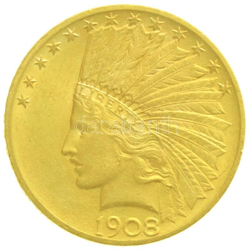 Amerikai Egyesült Államok 1908. 10$ Au 'Indián Fej' (16,76g/0.900) T:2
/ USA 1908. 10 Dollars Au 'Indian Head' (16,76g/0 - Non Classificati