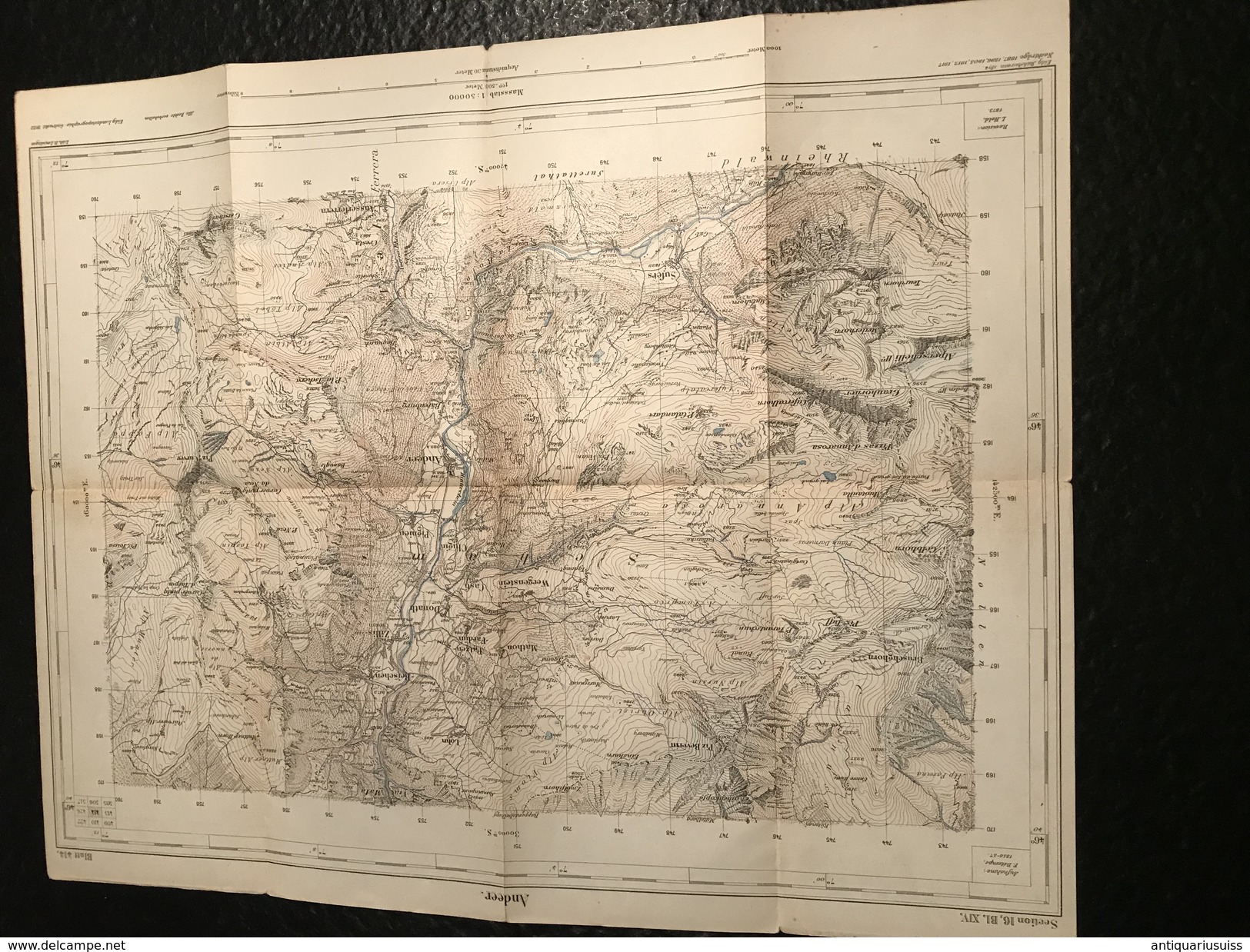 Andeer - TOPOGRAPHISCHE Atlas DER SCHWEIZ - 1873 -CARTE TOPOGRAPHIQUE DE LA SUISSE - Siegfriedatlas - Blatt Nr. 414 - Cartes Topographiques