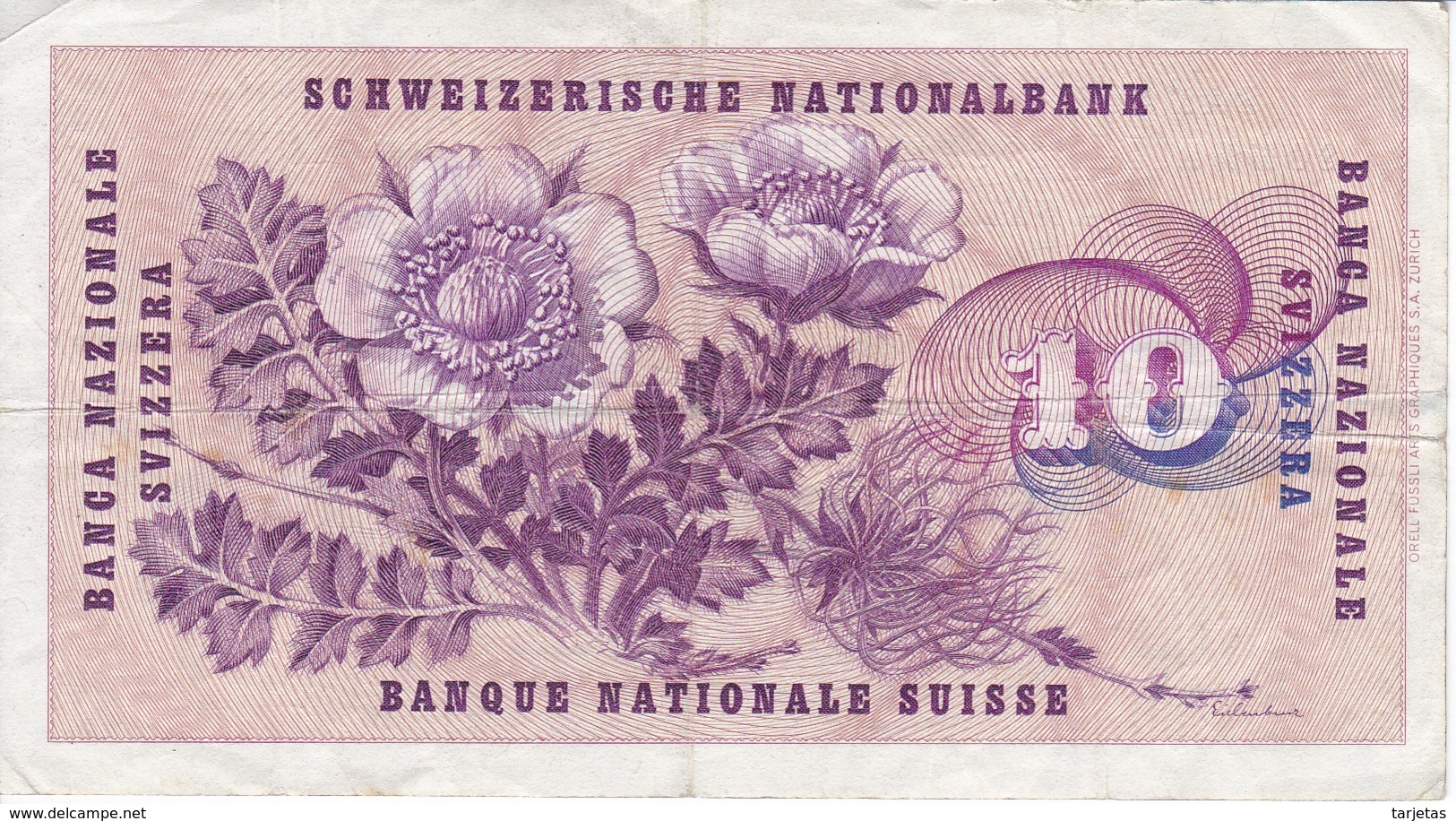BILLETE DE SUIZA DE 10 FRANCS DEL AÑO 1959 (BANKNOTE) - Suiza