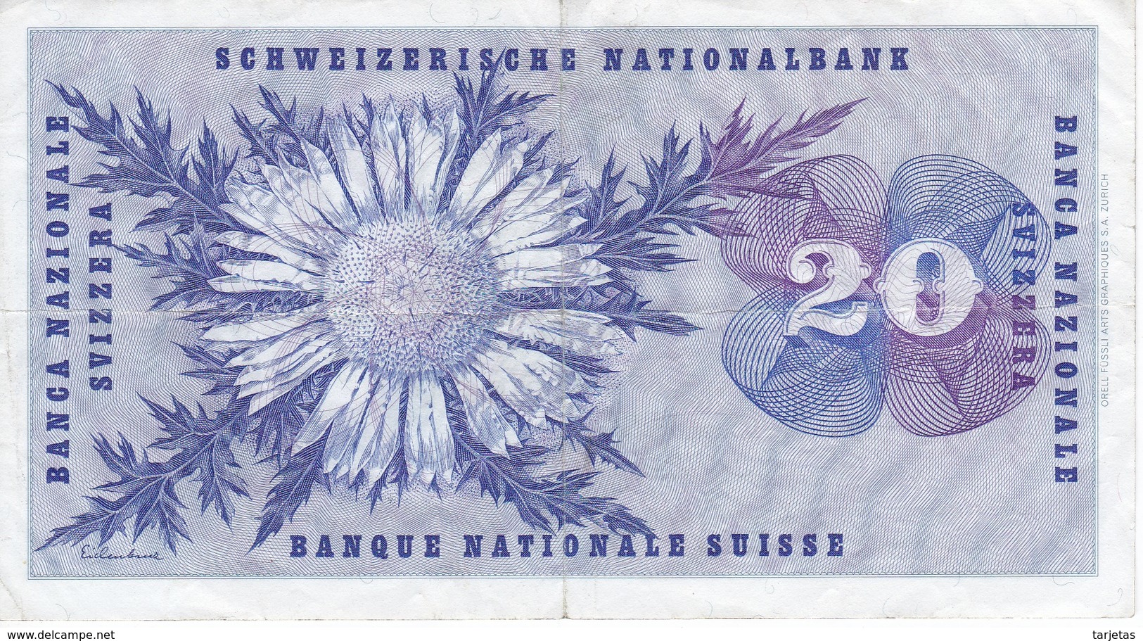 BILLETE DE SUIZA DE 20 FRANCS DEL AÑO 1973 (BANKNOTE) - Suiza