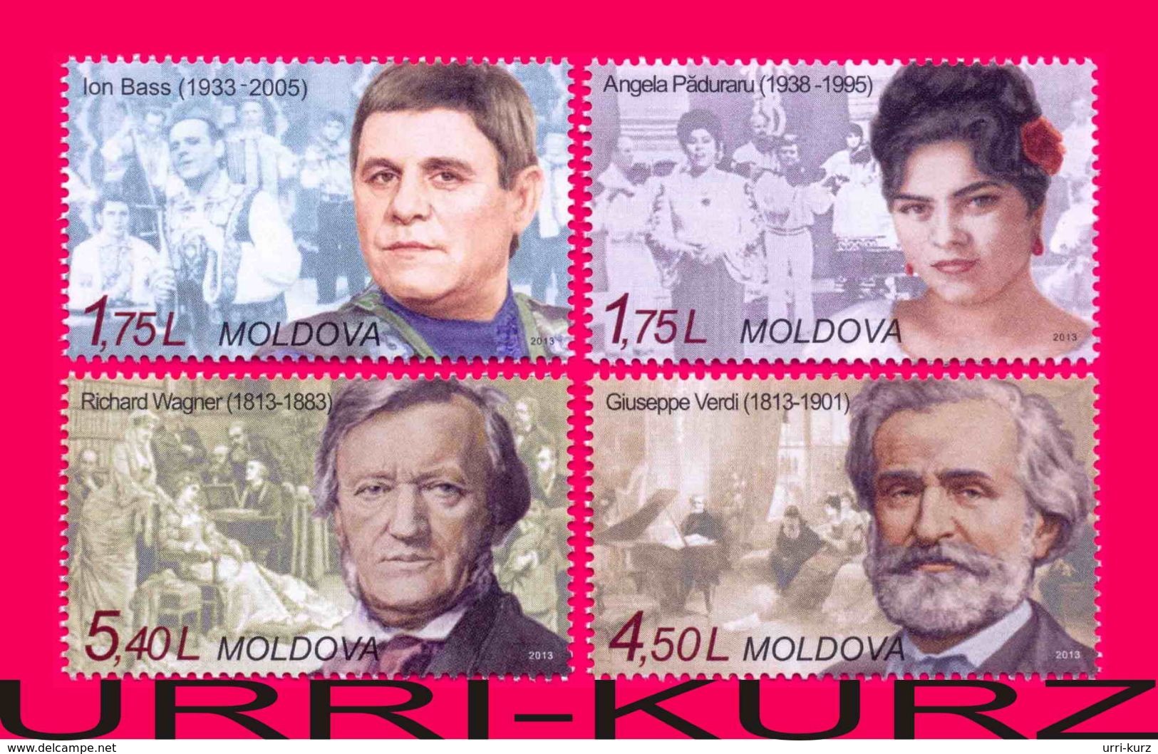 MOLDOVA 2013 Famous People Music Composers Singers Verdi Wagner Bass Paduraru 4v Mi 844-847 Sc 799-802 MNH - Singers