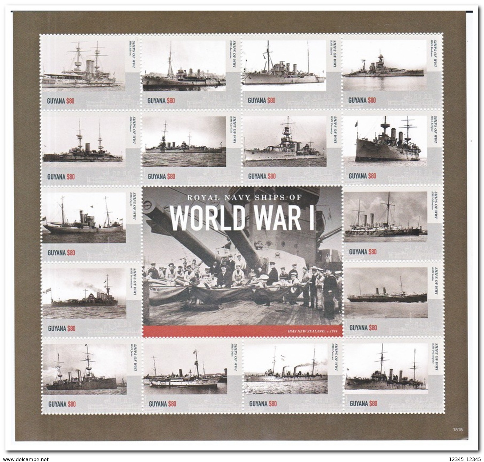 Guyana 2015, Postfris MNH, Ships Of World War 1 - Guyana (1966-...)