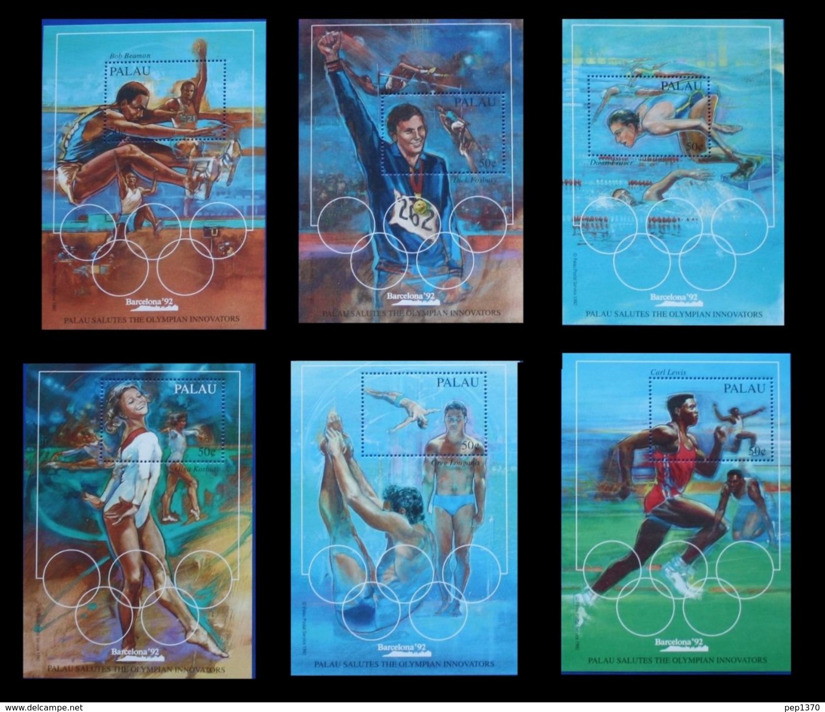 PALAU - OLYMPICS BARCELONA 92 - YVERT BF 13-18 - MICHEL BLOCK 15-20 - SCOTT SS 304-309 - Salto De Trampolin