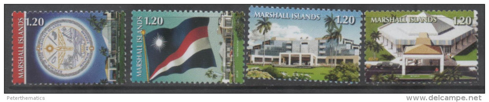 MARSHALL ISLANDS, 2015, MNH, NATIONAL ICONS, FLAGS, BUILDINGS, COAT OF ARMS, NATIONAL SEAL, 4v - Francobolli