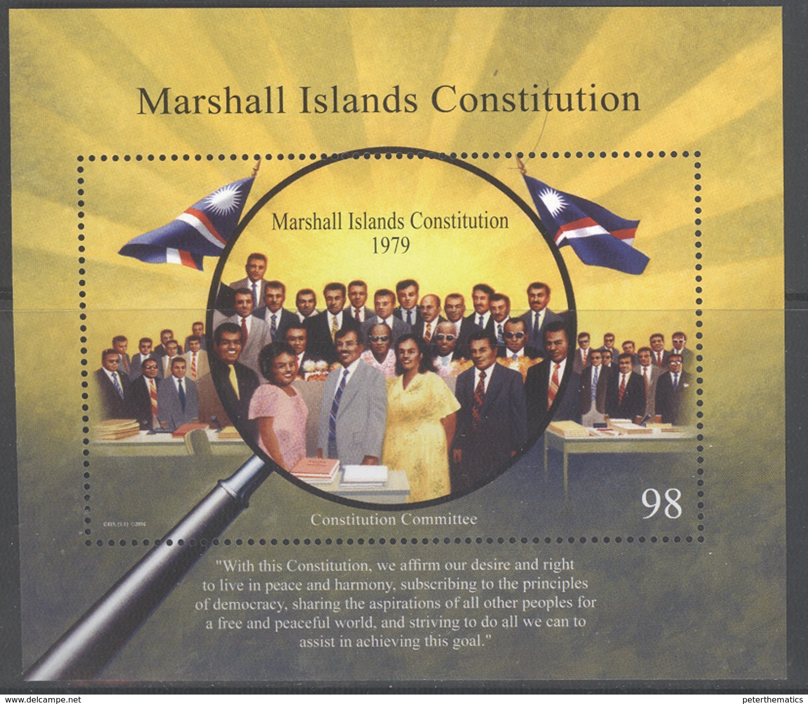 MARSHALL ISLANDS , 2016, MNH, CONSITUTION, FLAGS,  S/SHEET - Stamps