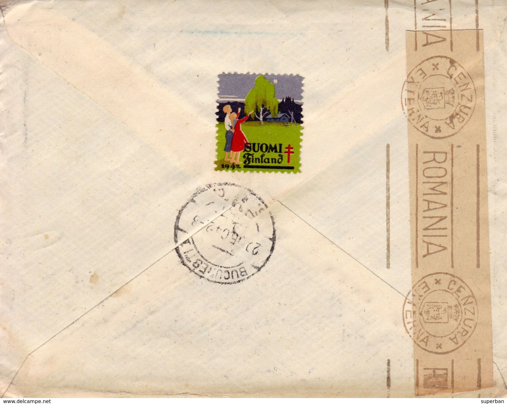 LETTER MAILED In 1942 From HELSINKI To BUCHAREST / ROMANIA - PAR AVION / LUFTPOST / MILITARY CENSORSHIP ! (ab219) - Briefe U. Dokumente