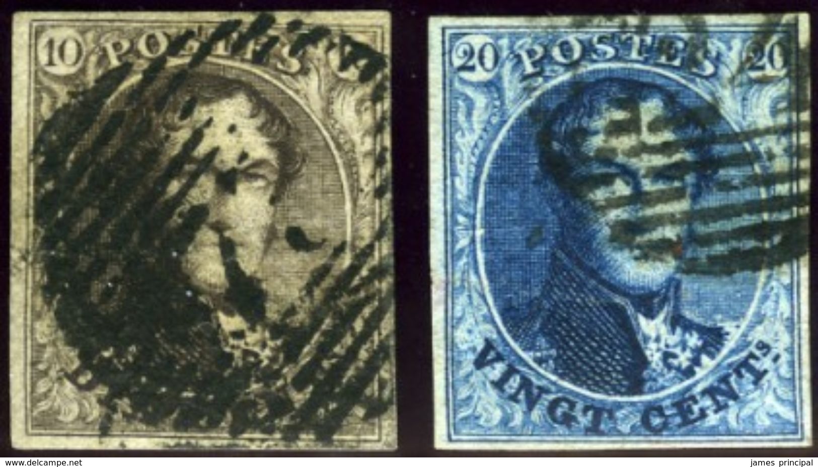 Belgium. Scott #3-4. Used. - 1849-1850 Medallions (3/5)