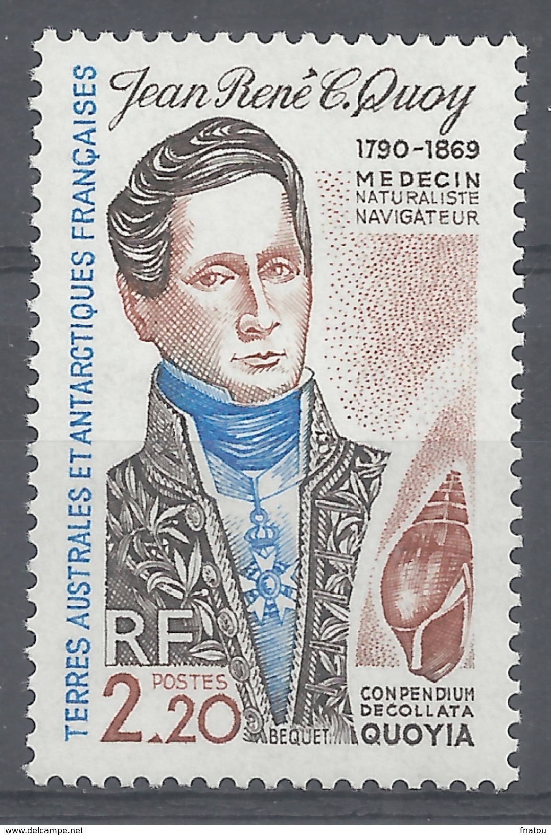 French Antarctic (FSAT), Jean René Constant Quoy, Naval Surgeon And Zoologist, 1990, MNH VF - Ungebraucht