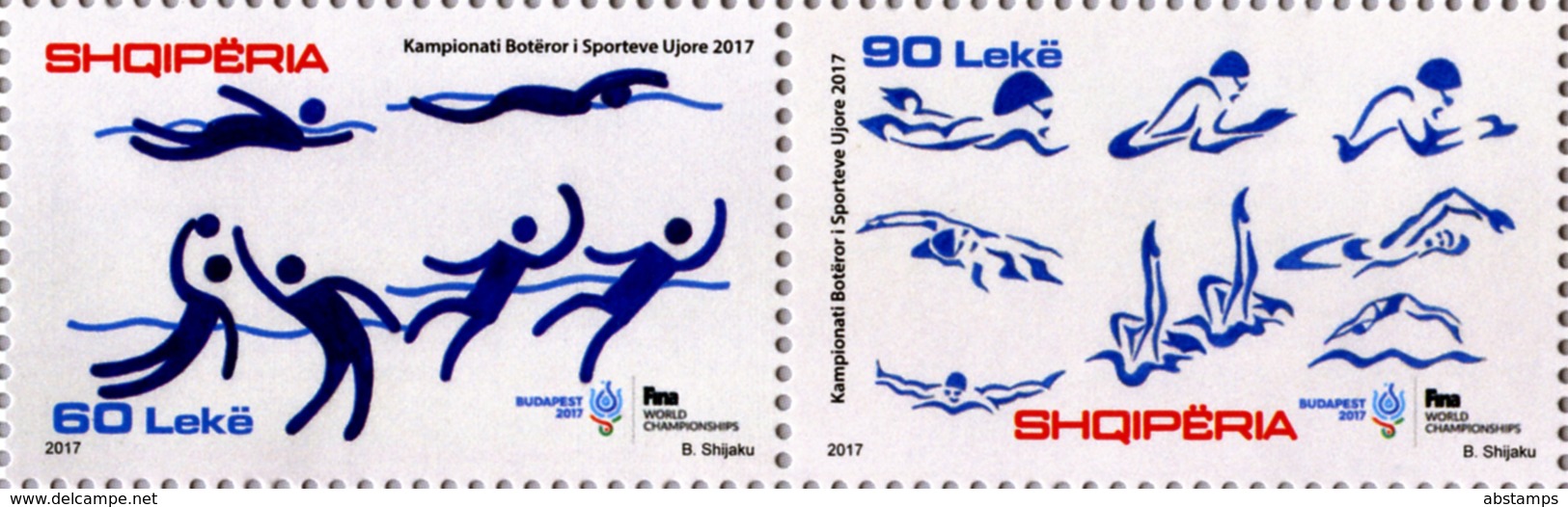 Albania Stamps 2017. FINA World Championship Of Aquatics Water Sports, Budapest. Set MNH - Albania