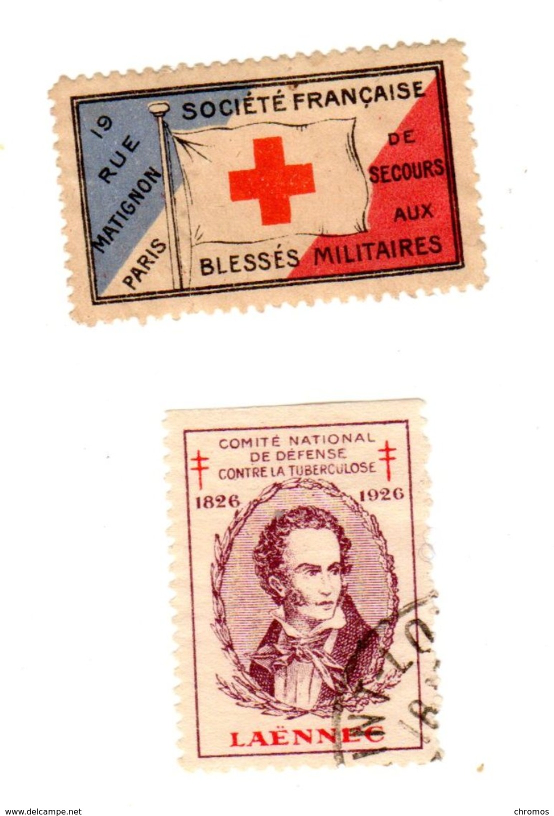 2 Timbres Vignettes Croix Rouge - Cruz Roja