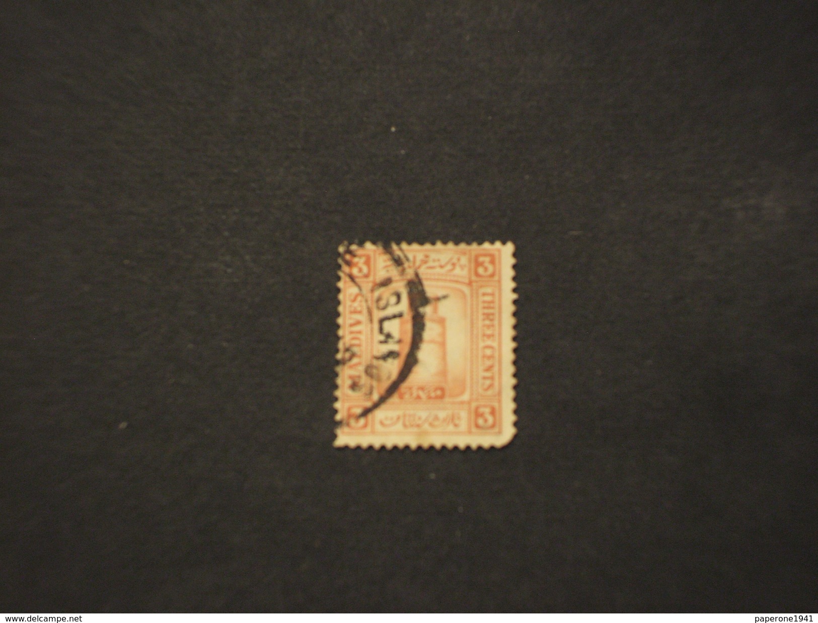 MALDIVES - 1933 MINARETO  3 C. (dente Corto) - TIMBRATO/USED - Malediven (...-1965)